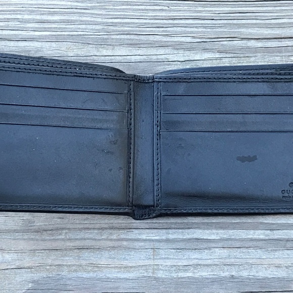 Gucci Men Wallet Authentic Black Bi fold Card Hold - Picture 3 of 8